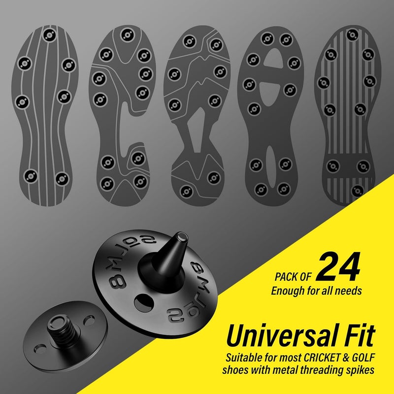 SOLM8 Metal Spikes for Golf and Cricket Shoe Spikes Replacement - 1/4 Inch 6mm Screw Type Metal Threading (Spanner Included) - Image 5
